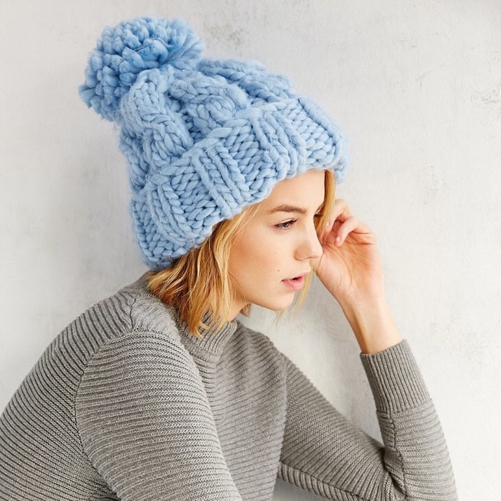 UO Light Blue Chunky Knit Cap